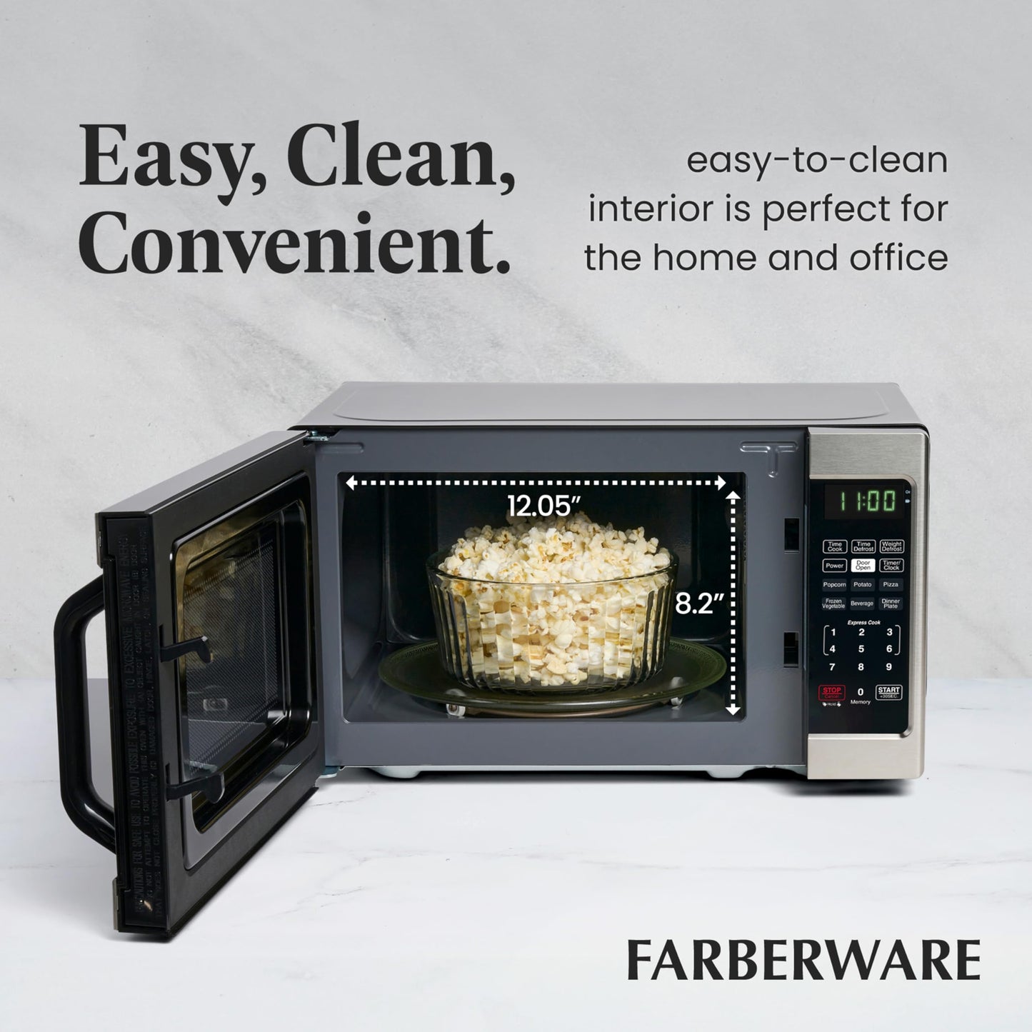 FARBERWARE 0.7 Cu. Ft. Microwave Oven – 700W, Auto Cook, Stainless