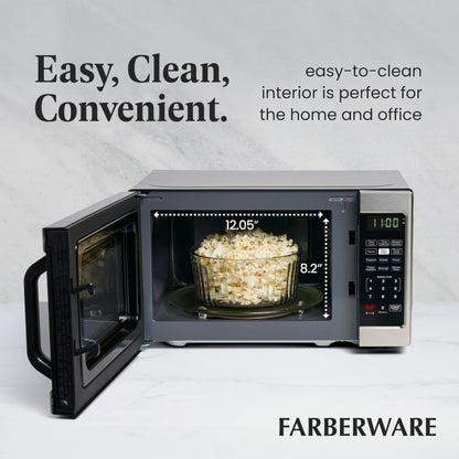 FARBERWARE 0.7 Cu. Ft. Microwave Oven – 700W, Auto Cook, Stainless