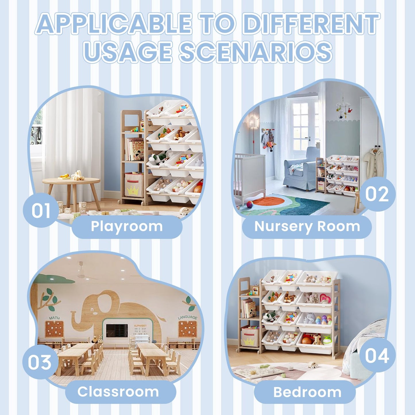 EXPERLAM Toy Storage Organizer with Bookshelf & 12 Bins