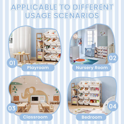EXPERLAM Toy Storage Organizer with Bookshelf & 12 Bins