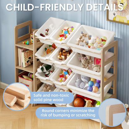 EXPERLAM Toy Storage Organizer with Bookshelf & 12 Bins