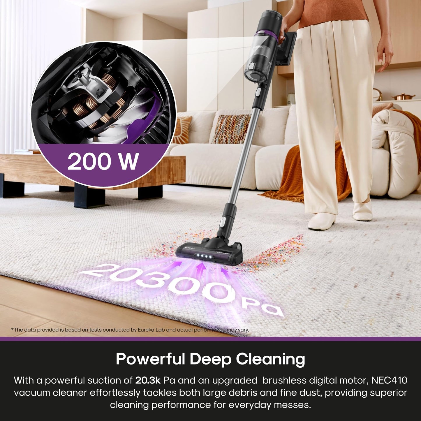 EUREKA ReactiClean 410 Cordless Vacuum - 50 Min Runtime, 5.5 lbs