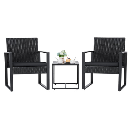 FLAMAKER 3 Pieces Outdoor Wicker Furniture Set with Coffee Table