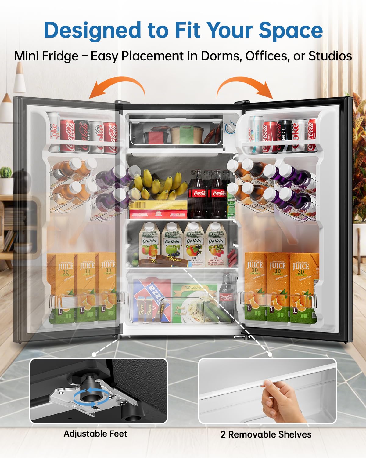 FROSTORM 3.2 Cu Ft Mini Fridge with Freezer - Energy Efficient