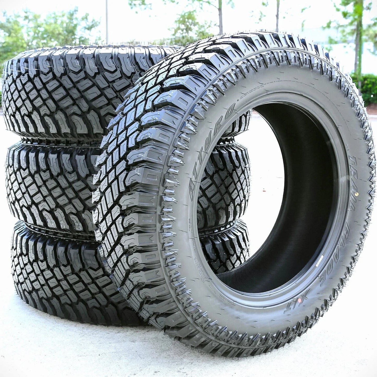 One set of 4 (four) X/T LT 295/60R20 126/123R E (10 ply) ATA /T all-terrain tires