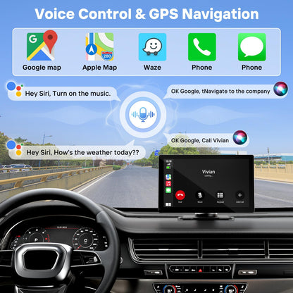 HAUXIY 9" Wireless Apple Carplay Screen with 4K Dash Cam