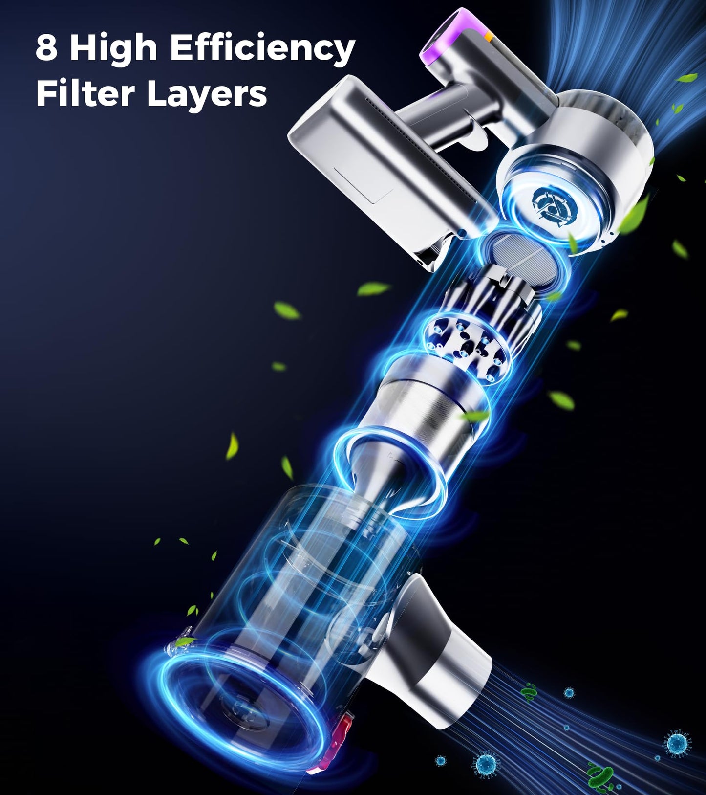 FEETIS Cordless Vacuum Cleaner 550W 60Mins LED Display