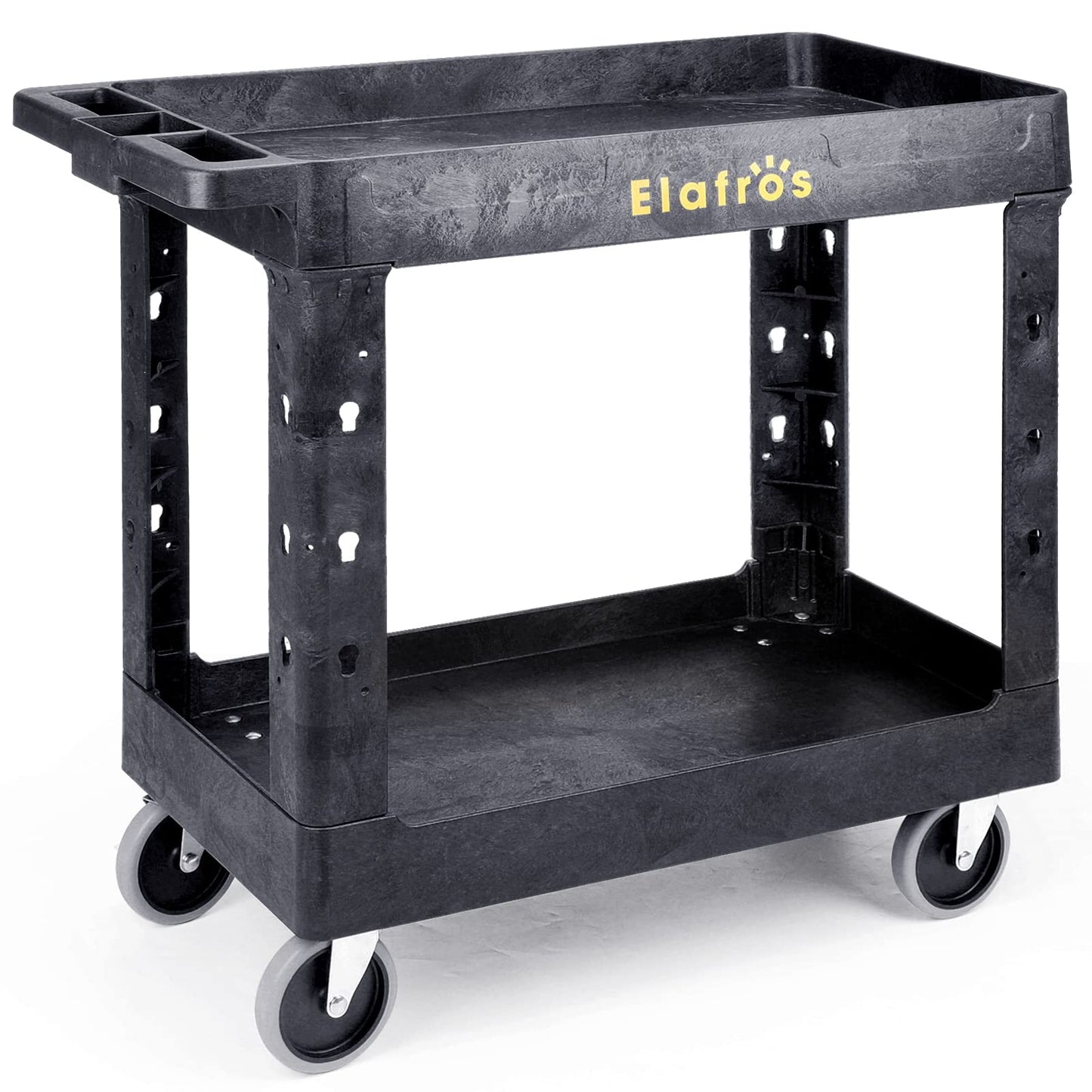 ELAFROS Heavy Duty Plastic Utility Cart - 2 Tier Service Cart