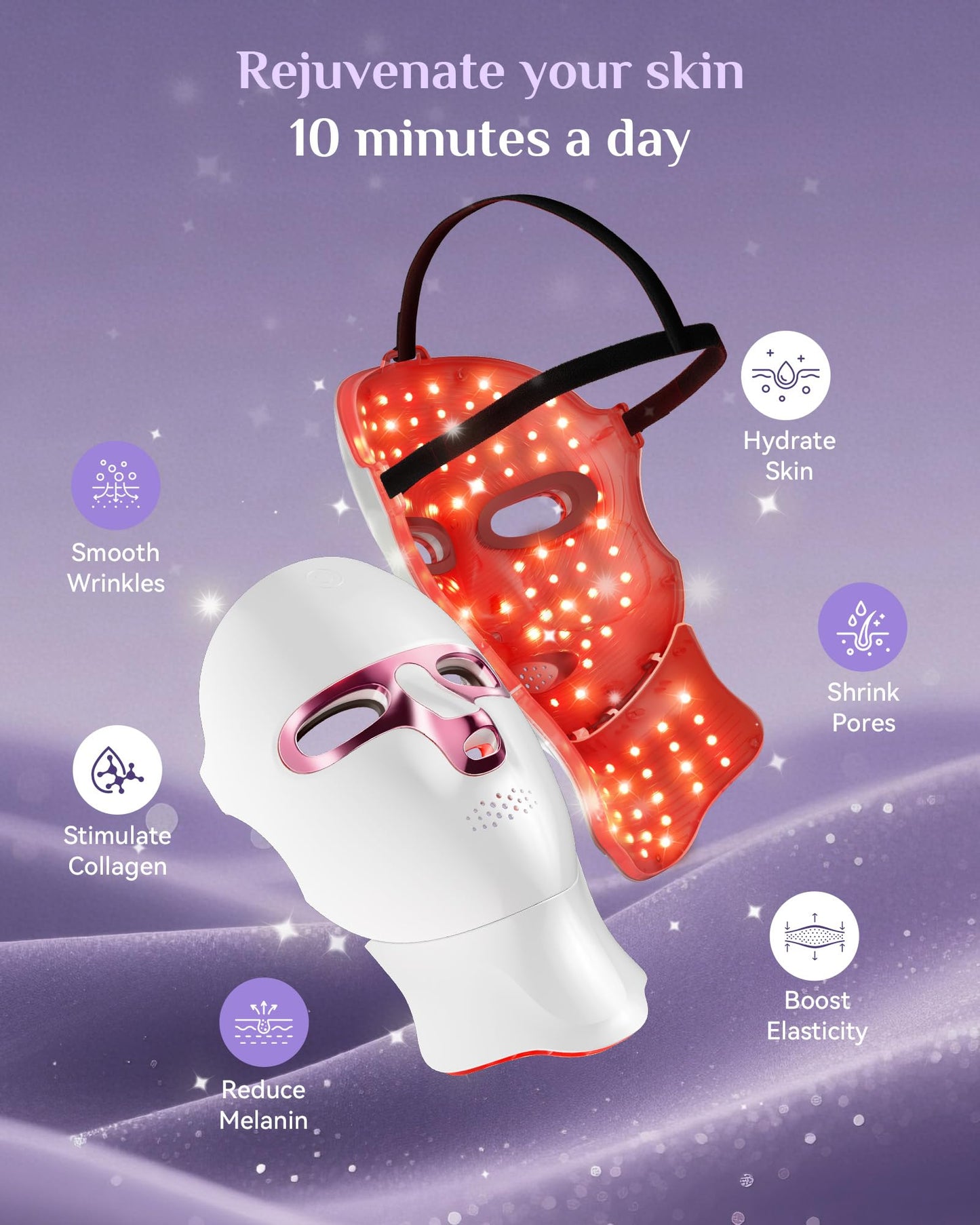 FOLOKE Red Light Therapy LED Face Mask - Cordless & USB C
