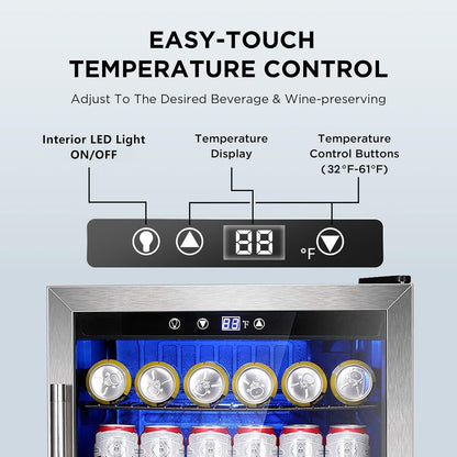 ELECTACTIC Mini Fridge 130 Can Beverage Cooler with Temp Control