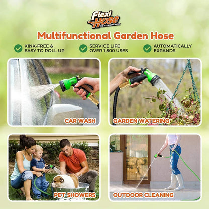 FLEXI HOSE Expandable Garden Hose 150FT with 8 Function Nozzle