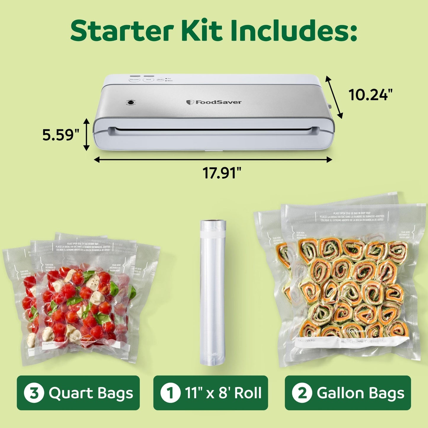 FOODSAVER Compact Vacuum Sealer Machine with Bags & Roll