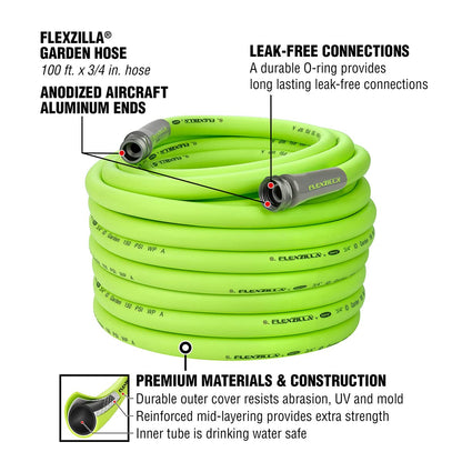 FLEXZILLA Garden Hose 3/4 in. x 100 ft., Lightweight & Durable
