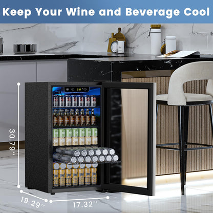 ELECTACTIC Mini Fridge 130 Can Beverage Cooler, 3.2 Cu.Ft