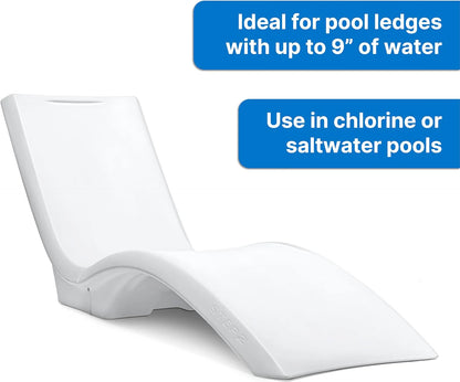 Pool Lounger, Fade-Resistant, Waterproof Patio Furniture, Pool Lounge Chair for Sun Shelf, Use in Pools with Shelves Up to 9-Inches Deep or Outside Pool Deck, Weighted, White