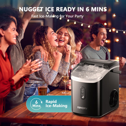 EUHOMY Nugget Ice Maker Countertop - 34lbs Per Day, Portable