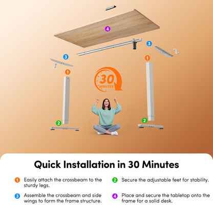 FEZIBO Electric Height Adjustable Standing Desk - 48x24 Inches