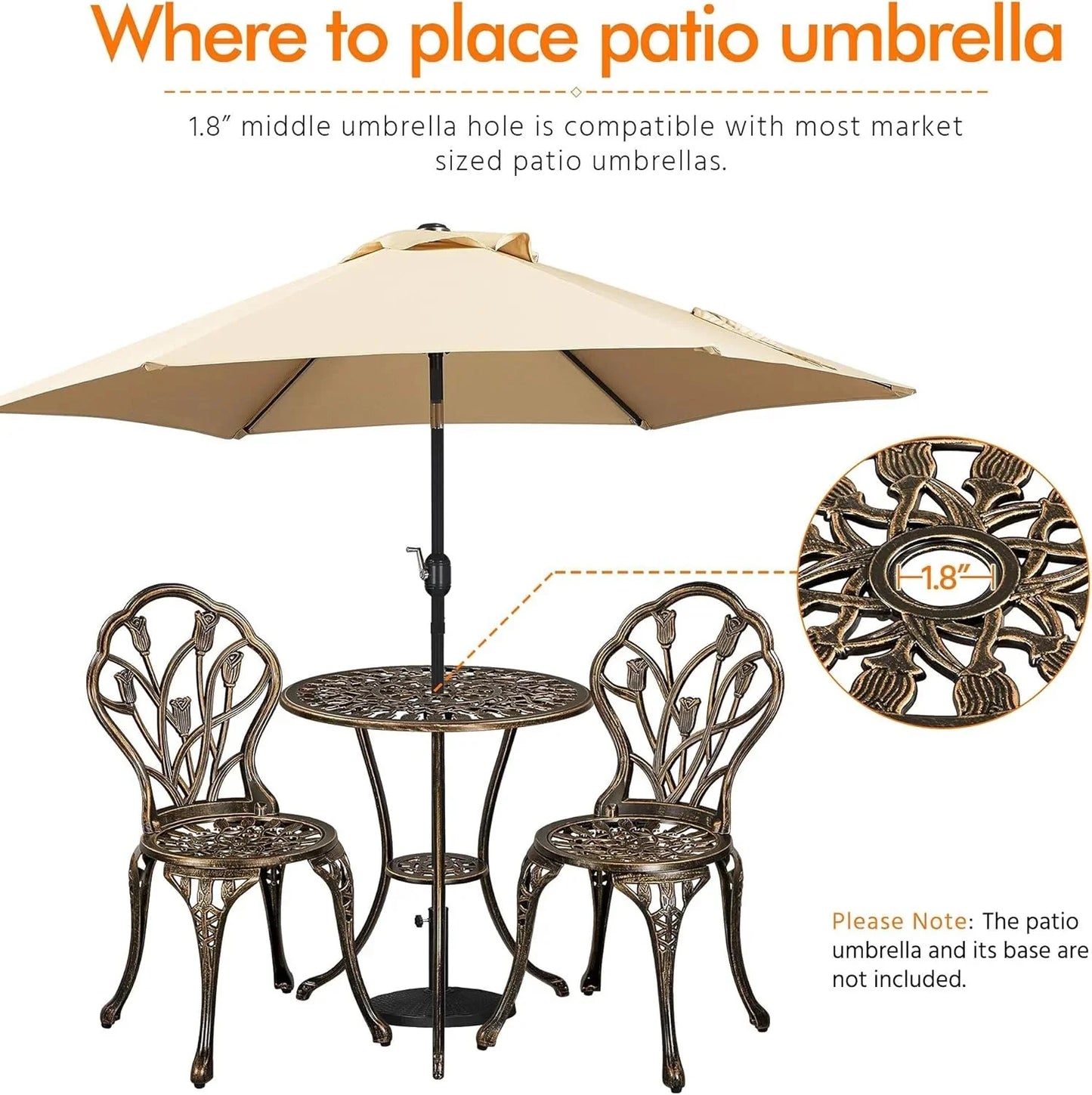 Patio Bistro Sets 3 Piece Cast Aluminum Bistro Table