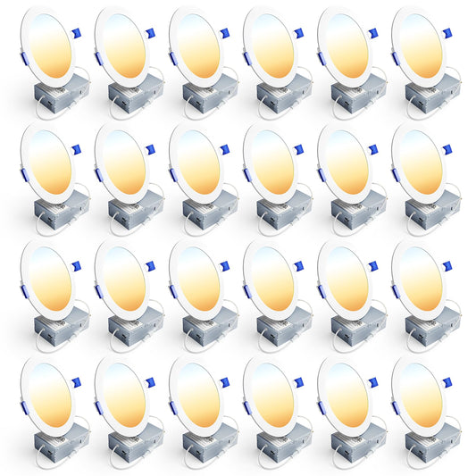 ENSENIOR 24 Pack LED Recessed Ceiling Lights - Dimmable 1200LM