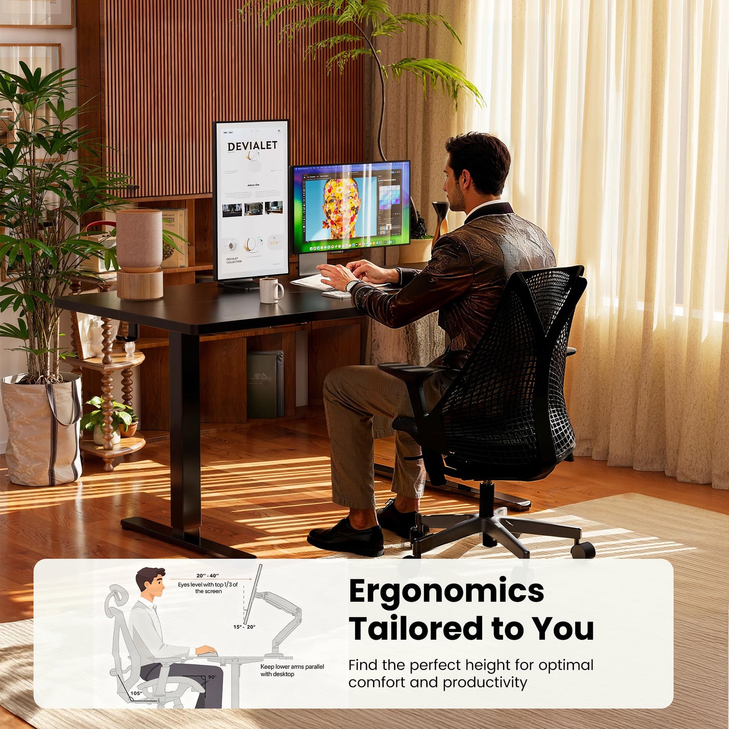 ERGEAR Height Adjustable Electric Standing Desk - Black