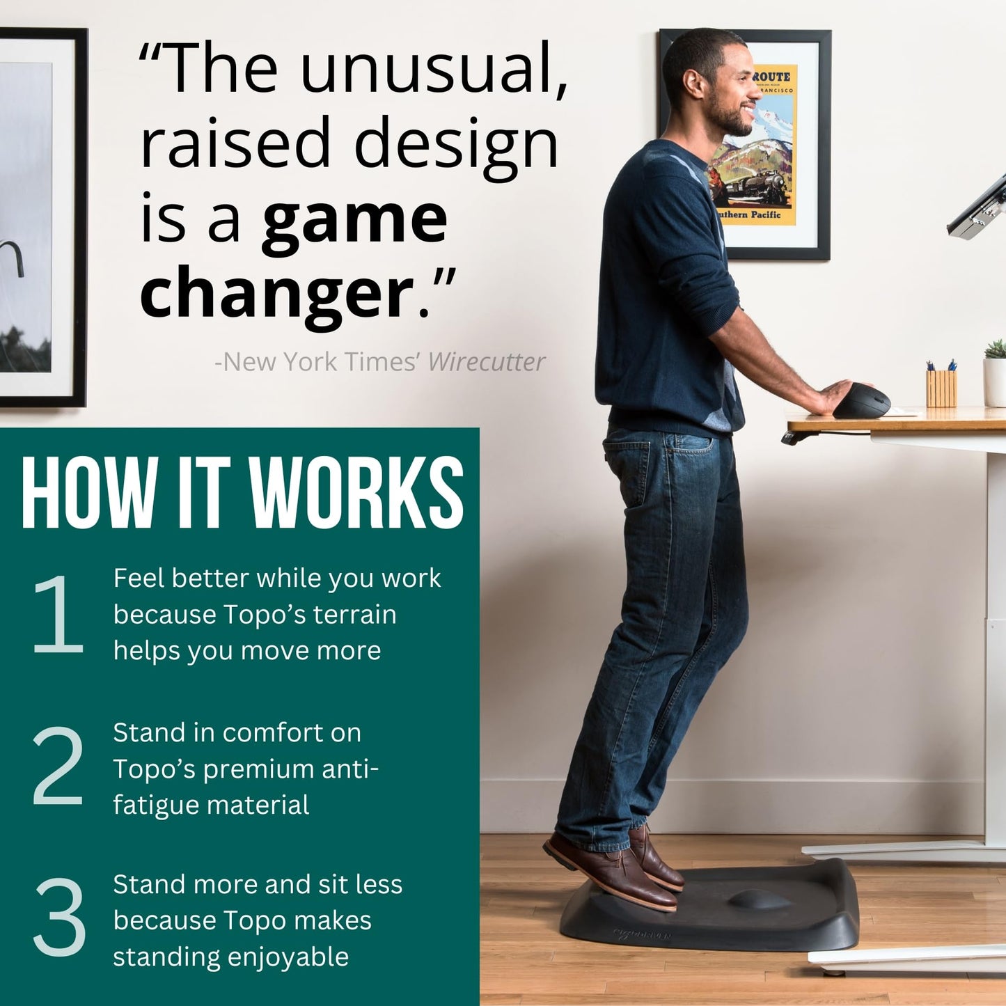 ERGODRIVEN The Standing Desk Mat - Topo | Anti-Fatigue Comfort Mat