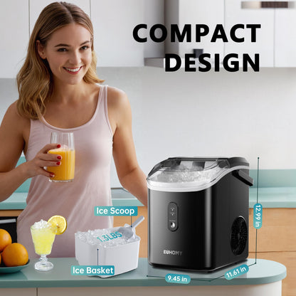 EUHOMY Nugget Ice Maker Countertop - 34lbs Per Day, Portable