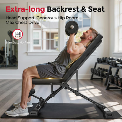 FLYBIRD WB5 Adjustable Weight Bench - 800LBS Capacity, Foldable
