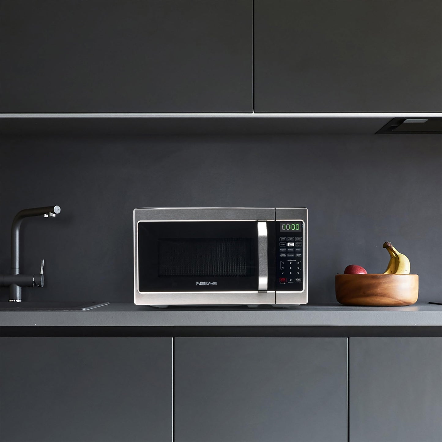 FARBERWARE 0.7 Cu. Ft. Microwave Oven – 700W, Auto Cook, Stainless