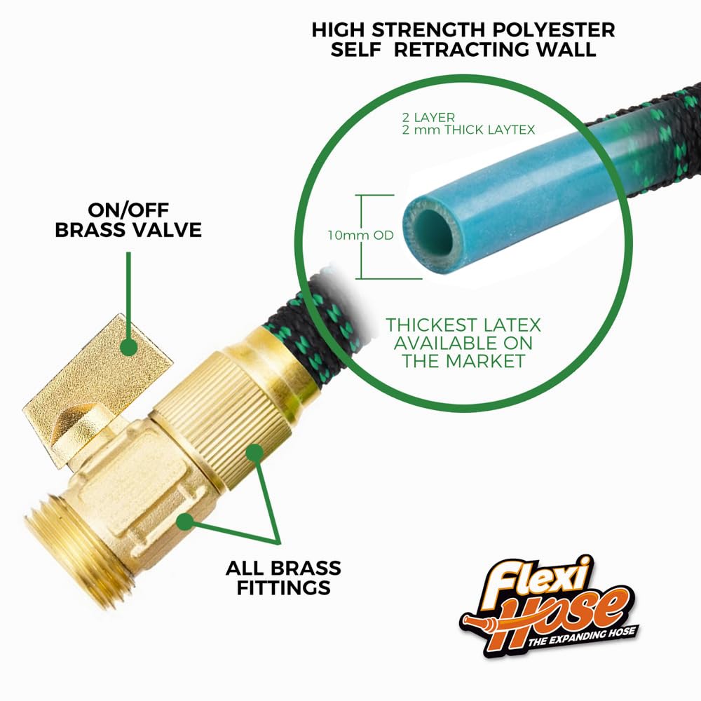 FLEXI HOSE Expandable Garden Hose 75FT with 8 Function Nozzle