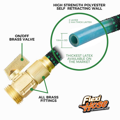 FLEXI HOSE Expandable Garden Hose 75FT with 8 Function Nozzle