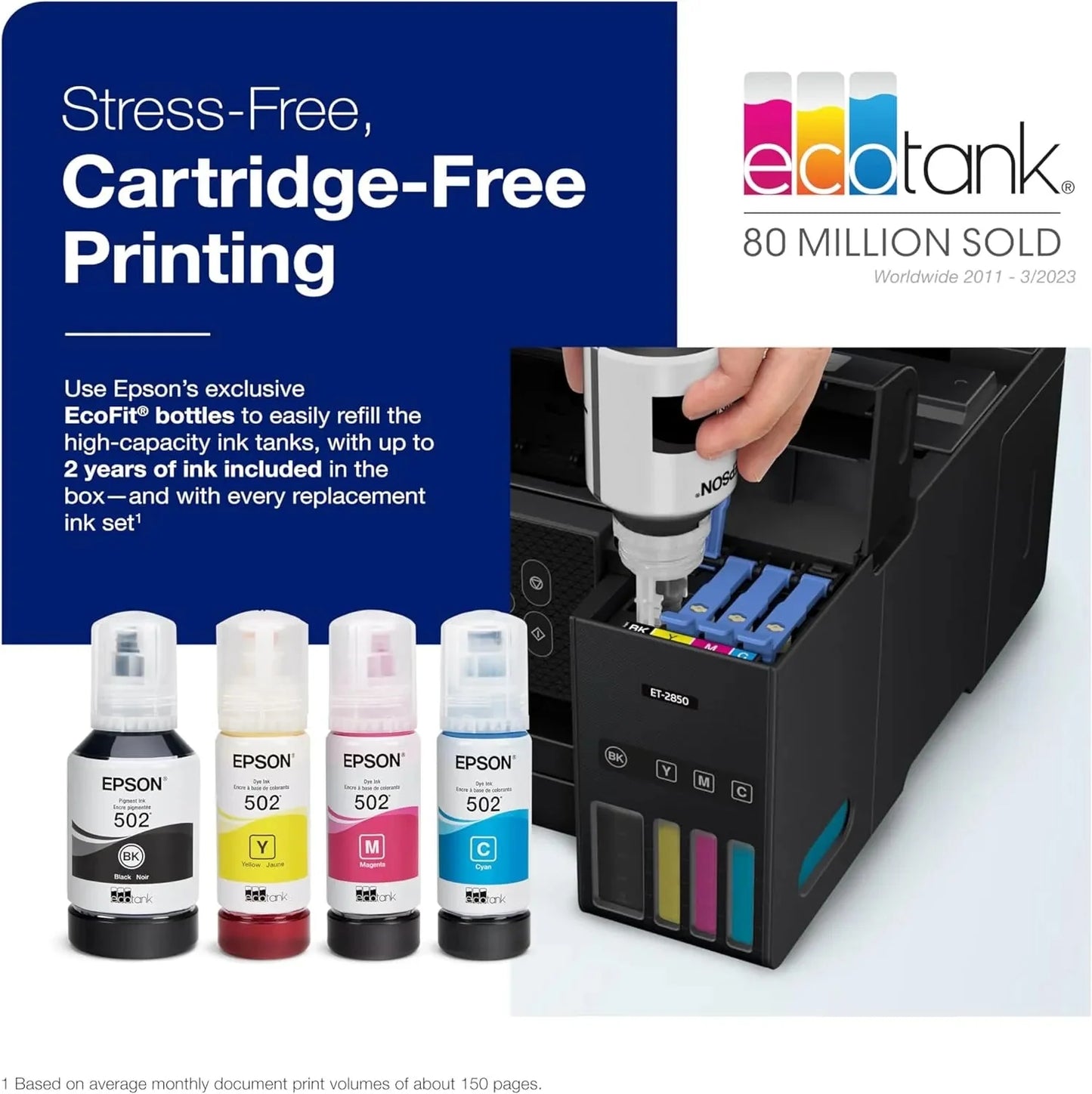 Epson EcoTank ET 4800 Wireless All in One Inkjet Printer, White – Cartridge Free, Scanner, Copier, Fax, ADF, Ethernet, Home Office