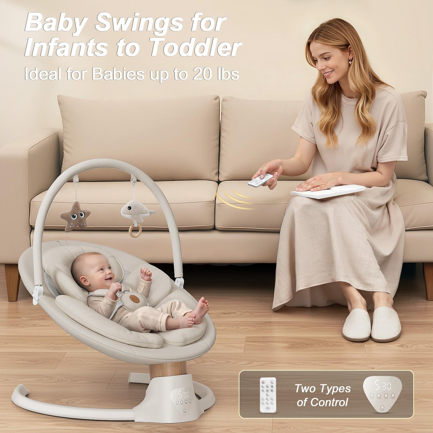 FASONBABY Electric Baby Swing with 10 Melodies & Remote