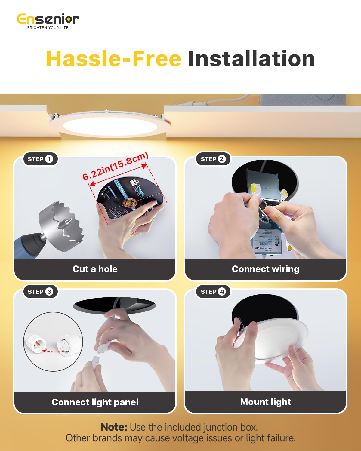 ENSENIOR 24 Pack LED Recessed Ceiling Lights - Dimmable 1200LM