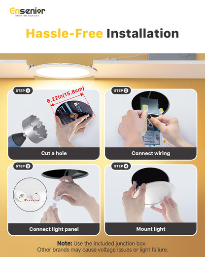 ENSENIOR 24 Pack LED Recessed Ceiling Lights - Dimmable 1200LM