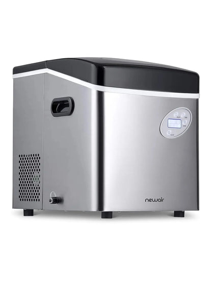 Newair Portable Ice Maker 50 lb. Daily, 12 Cubes in Under 7 Minutes - Compact Countertop Design - 3 Size Bullet Shaped Ice - for Kitchen/Office/RV/Bar - Stainless Steel