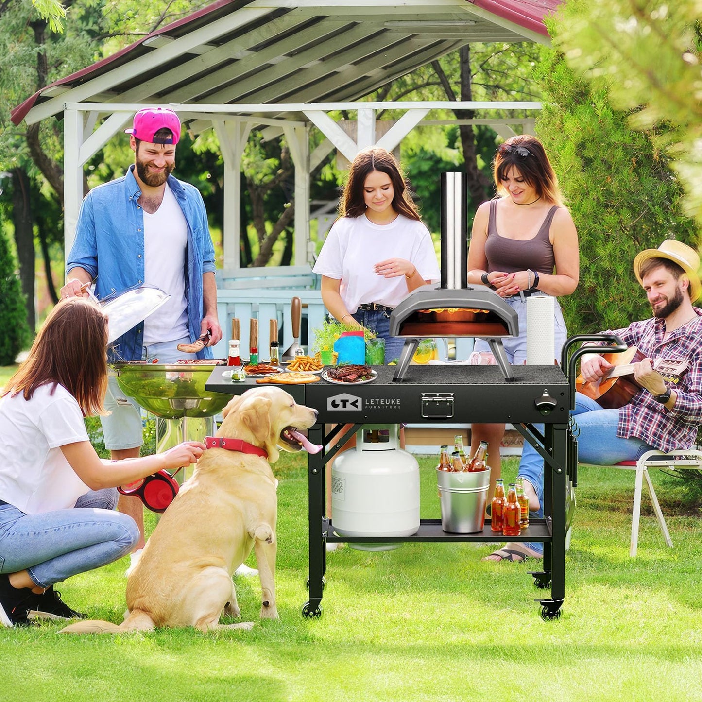 LETEUKE Grill Cart for Blackstone Griddle - Portable BBQ Table