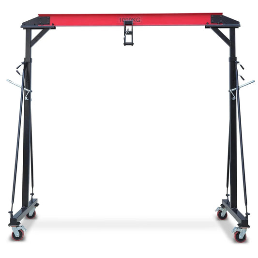 Garvee 1 Ton Adjustable Gantry Crane, 2200 lbs Capacity, Height Adjustable 96.5"-143.7", Portable Hoist for Factory, Construction, Warehouse, Auto Repair