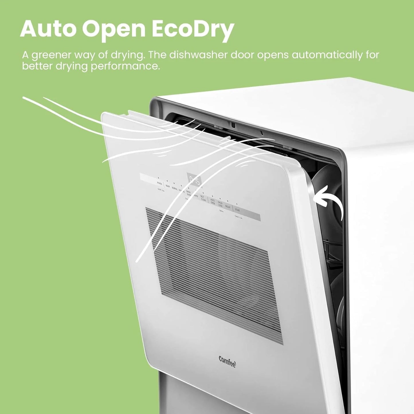 COMFEE' Portable Dishwasher Countertop with 5L Built-in Water Tank, No Hookup Needed, 6 Programs, 360° Dual Spray, 192℉ High-Temp& Air-Dry Function, Mini Dishwasher for RVs, White