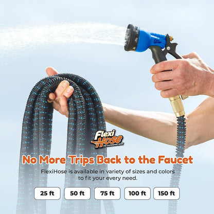 FLEXI HOSE Expandable Garden Hose 150FT with 8 Function Nozzle