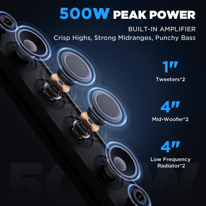 EHAHO 25 Inch UTV Sound Bar with Bluetooth & RGB Lighting