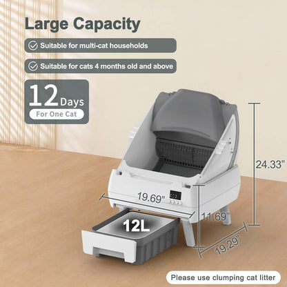 LOHHUBY Automatic Cat Litter Box - Self Cleaning & Smart Features