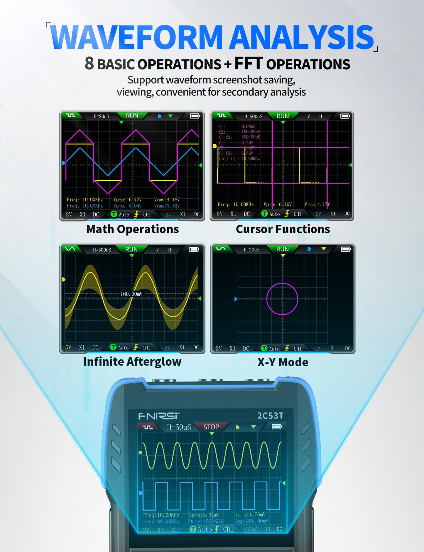 FNIRSI 2C53T Handheld Oscilloscope 50MHz, 3IN1 Multimeter