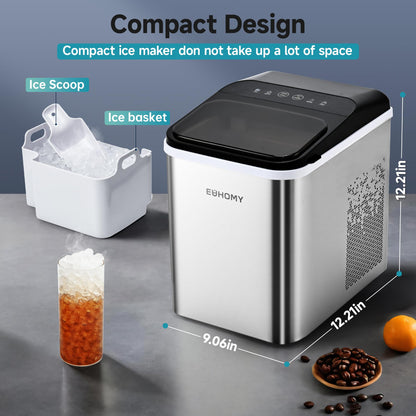 EUHOMY Nugget Ice Maker - Portable, Ready in 8 Mins, 35lbs/24H