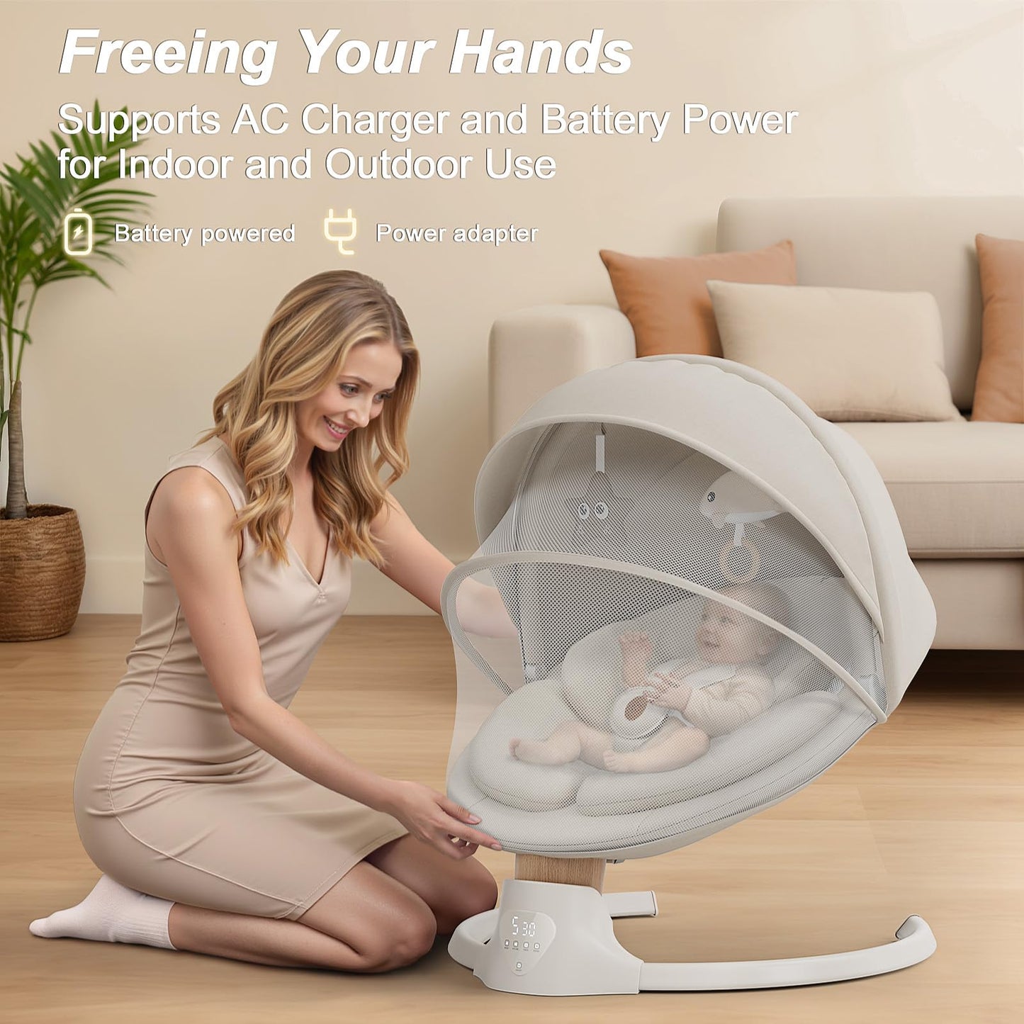 FASONBABY Electric Baby Swing with 10 Melodies & Remote