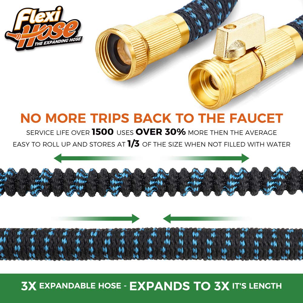 FLEXI HOSE Expandable Garden Hose 150FT with 8 Function Nozzle