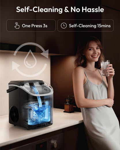 EUHOMY Nugget Ice Maker - Portable Self-Cleaning, 38lbs/Day