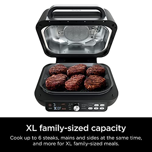 Ninja IG651 Foodi Smart XL Pro 7 in 1 Indoor Grill/Griddle Combo, use Opened or Closed, Air Fry, Dehydrate & More, Pro Power Grate, Flat Top, Crisper, Smart Thermometer, Black: Home & Kitchen
