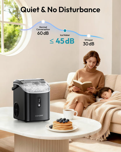 EUHOMY Nugget Ice Maker - Portable Self-Cleaning, 38lbs/Day
