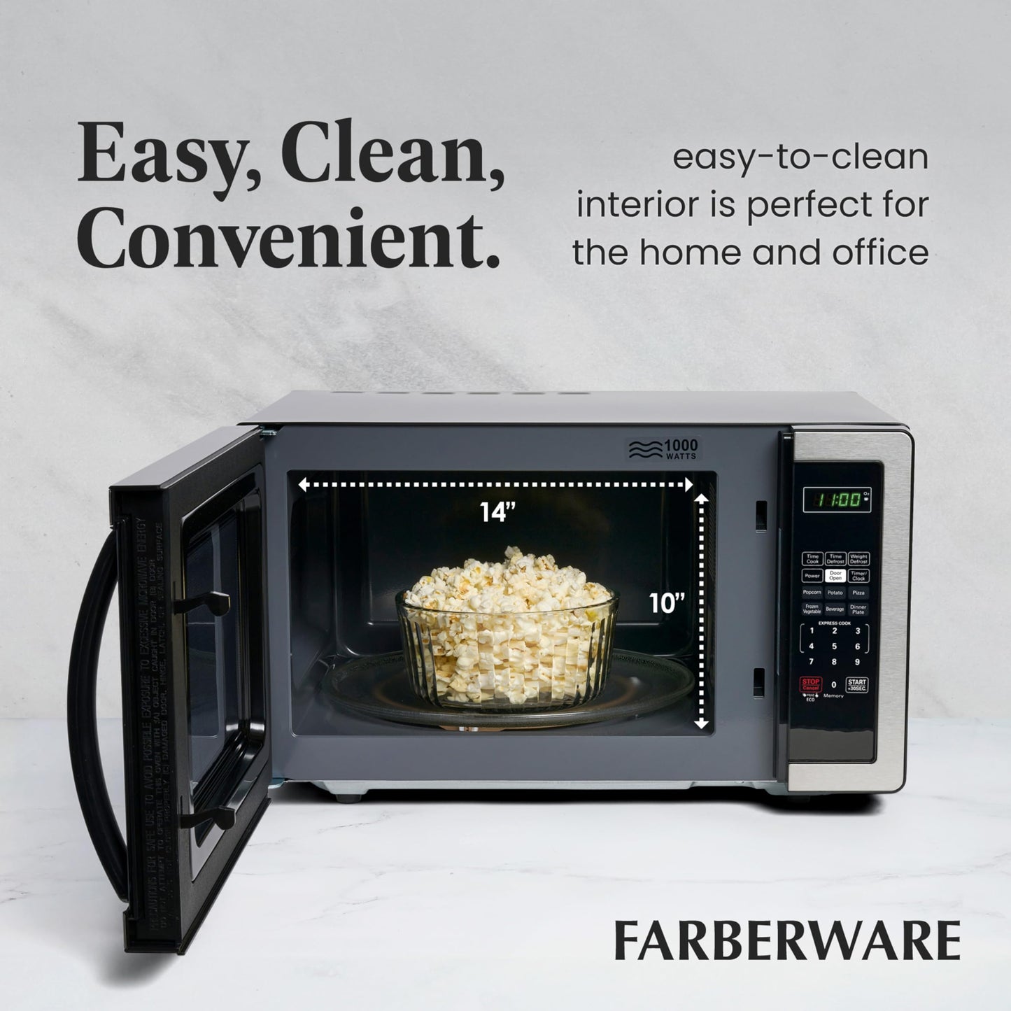 FARBERWARE 1.1 Cu. Ft. 1000W Countertop Microwave Oven
