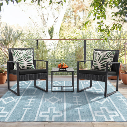 FLAMAKER 3 Pieces Outdoor Wicker Furniture Set with Coffee Table